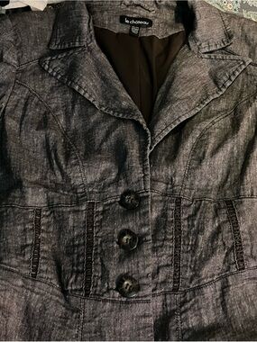 le chateau Linen Blend Structured Blazer with Distinctive Stitch Panelling XXS